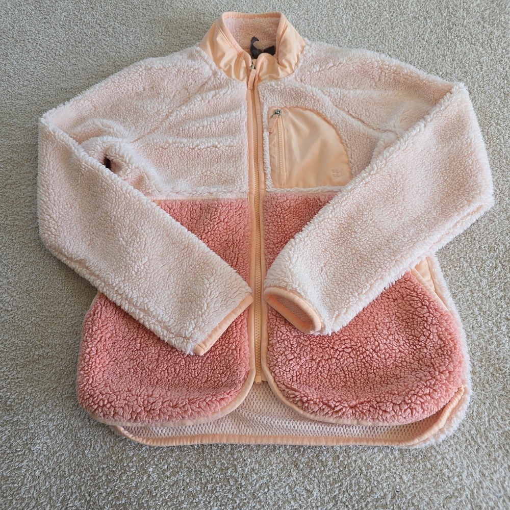 Sweaty Betty Pennine Zip Sherpa Mesh Lined Jacket Peach Color Sz 4‎